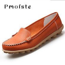 Load image into Gallery viewer, Shoes woman moccasins shallow genuine leather 2020 fashion flats slip on shoes for women superstar shoes plus size 4.5-12