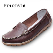 Load image into Gallery viewer, Shoes woman moccasins shallow genuine leather 2020 fashion flats slip on shoes for women superstar shoes plus size 4.5-12