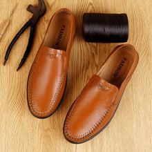 Load image into Gallery viewer, Classic Men Leather Shoes Genuine Leather Non-slip Mens Shoes Casual Breathable Casual Leather Shoes Men Soft Loafers Rubber