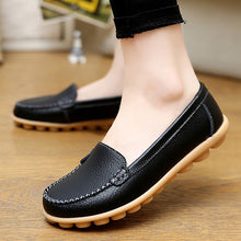 Load image into Gallery viewer, Shoes woman moccasins shallow genuine leather 2020 fashion flats slip on shoes for women superstar shoes plus size 4.5-12
