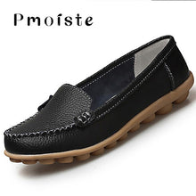 Load image into Gallery viewer, Shoes woman moccasins shallow genuine leather 2020 fashion flats slip on shoes for women superstar shoes plus size 4.5-12
