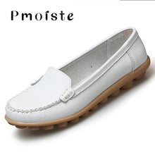 Load image into Gallery viewer, Shoes woman moccasins shallow genuine leather 2020 fashion flats slip on shoes for women superstar shoes plus size 4.5-12
