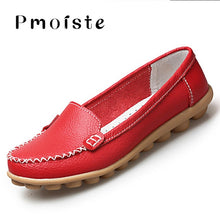 Load image into Gallery viewer, Shoes woman moccasins shallow genuine leather 2020 fashion flats slip on shoes for women superstar shoes plus size 4.5-12
