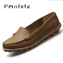 Load image into Gallery viewer, Shoes woman moccasins shallow genuine leather 2020 fashion flats slip on shoes for women superstar shoes plus size 4.5-12
