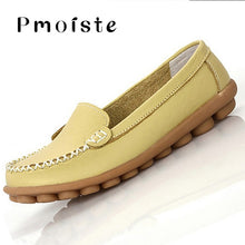 Load image into Gallery viewer, Shoes woman moccasins shallow genuine leather 2020 fashion flats slip on shoes for women superstar shoes plus size 4.5-12
