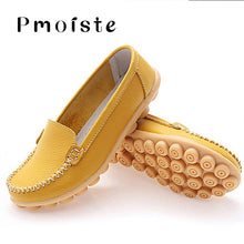 Load image into Gallery viewer, Shoes woman moccasins shallow genuine leather 2020 fashion flats slip on shoes for women superstar shoes plus size 4.5-12
